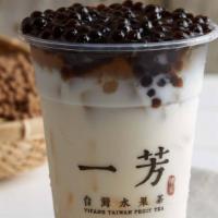 Pearl Black Tea Latte 粉圓鮮奶茶 · Yifang's version of Taiwanese boba milk tea with Clover organic milk. This Drink comes with ...