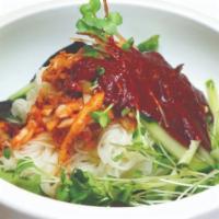 Kimchi Bi Bim Guk Su 김치비빔국수 · Spicy. Kimchi, spring mix with house spicy sauce, and your choice of white or buckwheat nood...