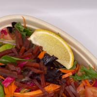 Mix Green Salad (Gluten-free - Vegan) · Spring mix, red cabbage, cherry tomato, beets, and carrot.