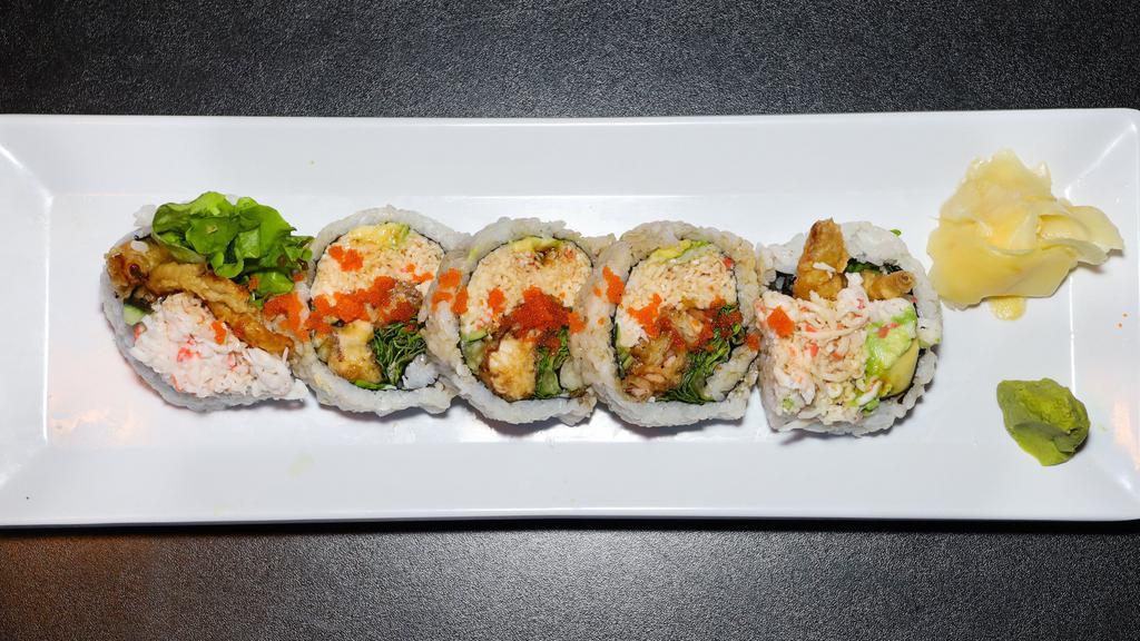 Spider Roll · Deep-fried soft shell crab, cucumber and avocado.