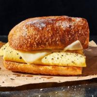 Scrambled Egg & Cheese On Ciabatta · 380 Cal. Scrambled egg, aged white cheddar, salt and pepper on Artisan Ciabatta. Allergens: ...