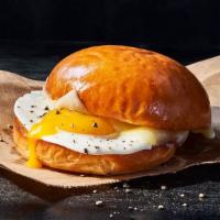 Egg & Cheese On Brioche · 380 Cal. Over easy egg, aged white cheddar, salt and pepper on Brioche. Allergens: Contains ...