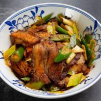 11. 蒜苗回锅肉 Twice-cooked Pork with Leeks · 