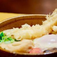 Tempura Udon · Shrimp, vegetables, tempura on the side.