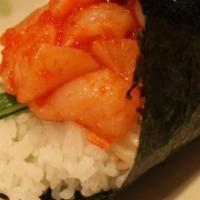 Spicy Scallop Hand Roll · Spicy scallop, cucumber.