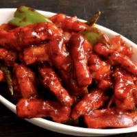 Chilli Babycorn · A fusion dish, chilli gobi is crispy, spicy, slightly sweet and sour tasting tender corn.