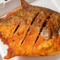 Fish Fry · Pompano fish steaks marinated with kerala spices and then shallow fried.