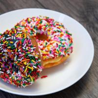 Two Sprinkle Donuts · Staff choice of two different sprinkle donuts depending on availability.