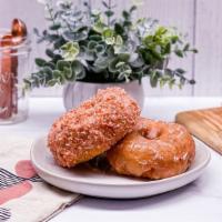 Two Strawberry Rose Cake Donuts · Two strawberry rose flavored cake donuts in random glaze or crumble coating. Depends on avai...