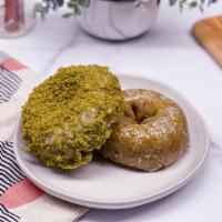 Two Matcha Green Tea Cake Donuts · Two matcha green tea flavored cake donuts in random glazed or crumble coating. Depends on av...