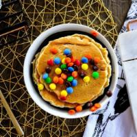 M & M Pancakes · Comes in a stack of two pancakes.