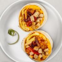 Sausage Season Breakfast Burrito · Two scrambled eggs with delicious breakfast sausage, crispy potatoes, melted cheese, and car...