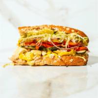 #11. Goodall · Artichoke hearts, roasted red peppers, avocado, pepperoncinis, cucumbers, garlic sauce, mayo...