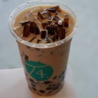 Pearl & Coffee Jelly Milk Tea · House MilkTea with both Honey Boba and Coffee Jelly