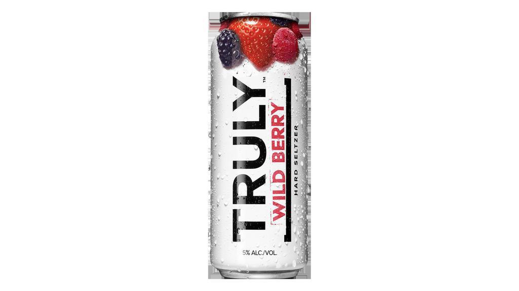 Truly Hard Seltzer Wild Berry (24 Oz) · Truly Wild Berry blends the naturally sweet flavors of juicy strawberries, raspberries & blackberries. Each 12oz. can has 5% alc./vol., 100 calories, 1g sugars, 2g carbs, and is Gluten Free.