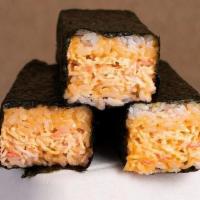 Spicy Crab Musubi (2 Pieces) · Extra hot sauce will be provided upon request