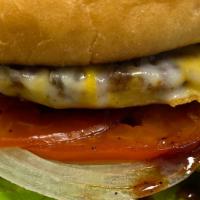 Veggie Burger  · Veggie patty with lettuce, tomato, onions, cheese, & sauce on a toasted brioche bun.