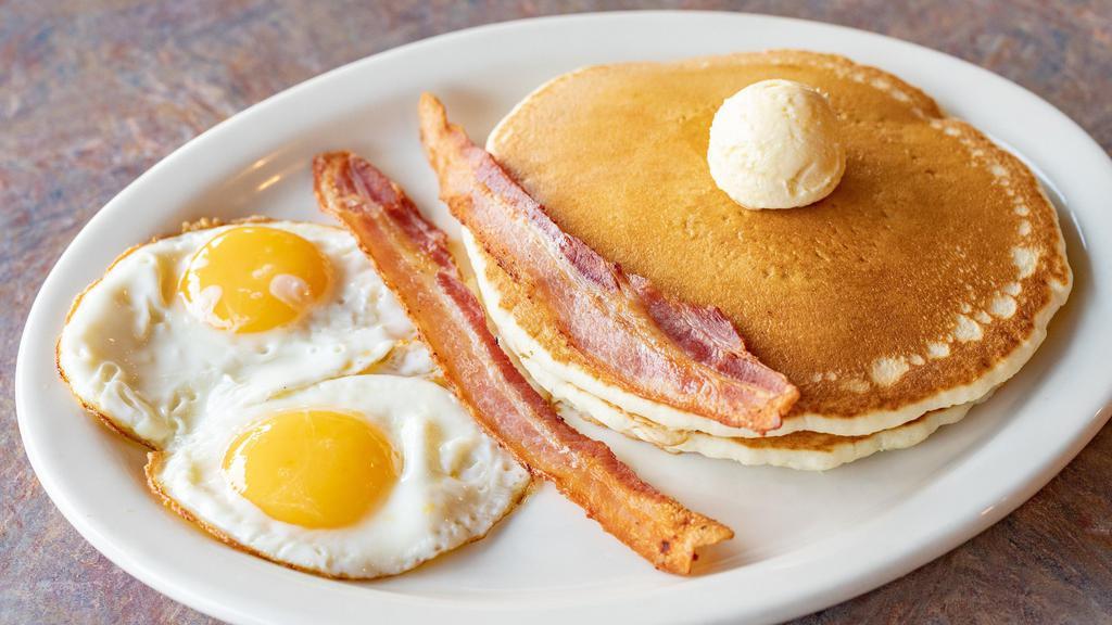 Pancake Special · 2 egg, choice of 2 bacon or sausage.