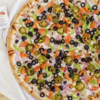 Zenith Fresh Veggie Delight Pizza · Mushrooms, Onions, Bell Peppers, Olives, Tomatoes and Jalapeno.