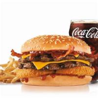 Double Western Bacon Cheeseburger® Combo · Two charbroiled all-beef patties, two strips of bacon, two slices of melted American cheese,...