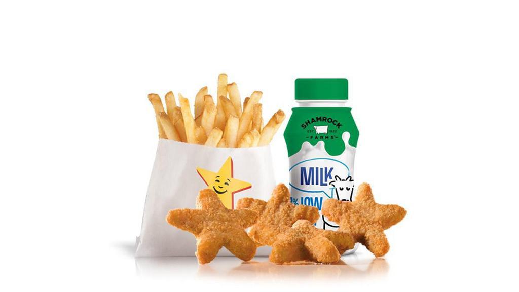 Chicken Stars™ Kid'S Meal · 4-piece crispy star-shaped chicken nuggets with the choice of dipping sauce. Served with kid's drink and kid's fry.