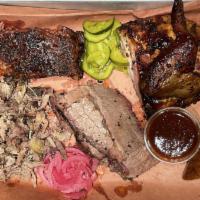 Small BBQ Sampler a la carte · Meant for groups of 2 to 3 to sample five meats or for a party of 1 to gorge!  Includes 1/4 ...
