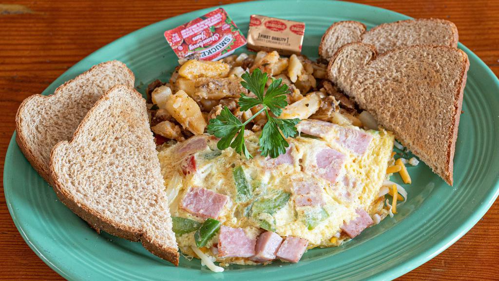 Three Egg Breakfast · Eggs any style with wheat toast and your choice of bacon, sausage, ham, turkey or corned beef.