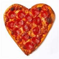 Pucker Up Pepperoni Pizza · Heart shaped pie with pepperoni, gooey cheese and our house marinara sauce.