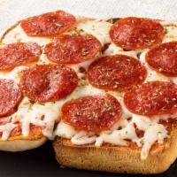 Pepperoni Pizza Bread · Pizza sauce, Italian seasoning, mozzarella and pepperoni on our artisan bread.