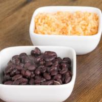 Small Rice & Beans · Vegan Spanish rice & your choice of all black, pinto or re-fried beans (All Vegan).
