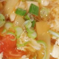 2. Hot & Sour Soup · hot and spicy. with tofu, carrots. tomatoes, chicken, and bamboo shoots.
