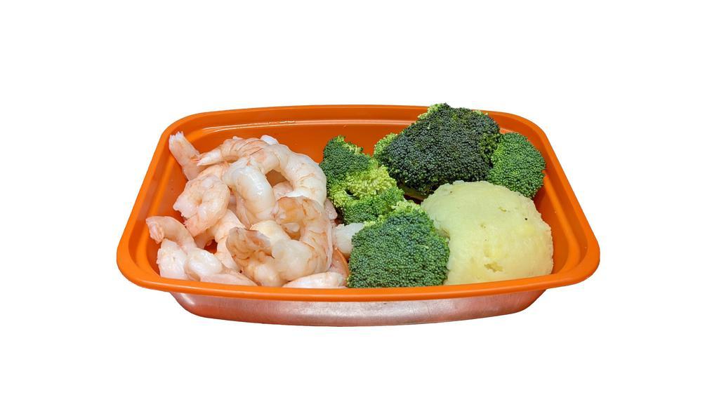 Shrimp Meal / Double Veggies · Pick a Flavor of Shrimp, Protein Amount, & 2 Cups of Veggies. Add Extras or Side Sauces.