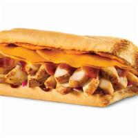 Baja Chicken Sub · Oven roasted chicken breast strips, Bacon, Cheddar Cheese, Red Onions, BBQ Sauce, Chipotle M...
