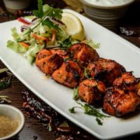 Chicken Tikka Kabab · Chicken breast marinated with indian spices & yogurt sauce & cooked in clay oven.