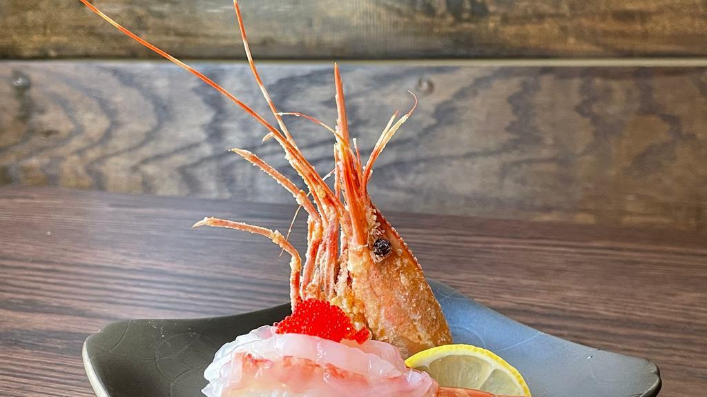 Amaebi · Raw sweet shrimp with fried heads