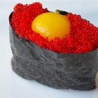 Tobiko With/q-egg · Flying fish roe with quail egg