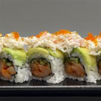 King Kong · spicy hamachi, cucumber topped with avocado and crab meat