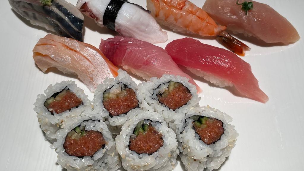 Sushi Combo 2(7+spicy) · 7pcs chef choice nigiri sushi - spicy tuna roll(6pcs)