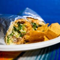 Burritos · Burritos are made with choice of meat, beans, rice, cabbage, cilantro, onions, Oaxacan chees...