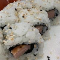 Spam Musubi Roll · Spam with rice outside.