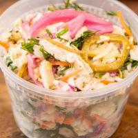 Herby 'Slaw · House pickled red onions and jalapenos, dill, chives, parsley and creole mustard dressing