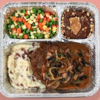 Tv Dinner Salisbury Steak · Hearty meals made in-house, frozen in retro-style trays, and ready to pop in the oven when y...