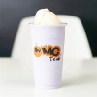 Taro Slushy with Ice Cream · Ice blended taro slush served with a scoop of vanilla ice cream on top