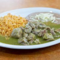 Chile Verde · Tender cuts of pork in our special green chill sauce.