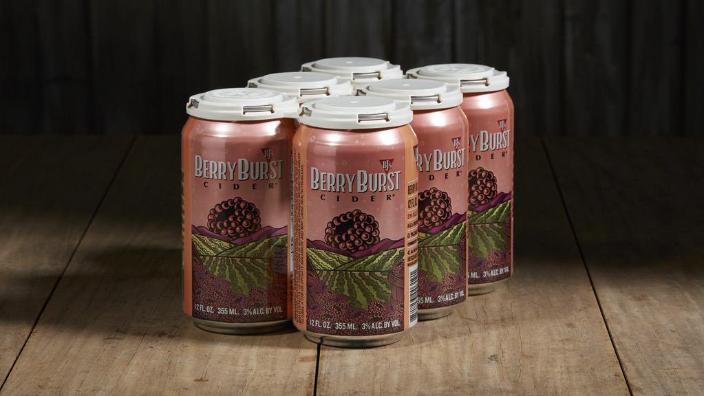 BJ's Berry Burst® - 6-Pack · A gluten-free, intensely aromatic cider with a deliciously sweet medley of berries  Available in a 6-pack (12 oz. cans) A recycling deposit has been added, where applicable