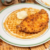 Buttermilk Fried Chicken Waffle · Buttermilk Fried chicken breast, Waffle, two eggs (any style); served with syrup on the side
