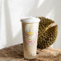 Durian Smoothie · Freshly made with Malaysia Musang King Durian, with Agar Boba and Cheese Foam.