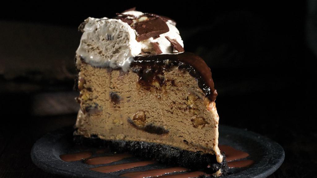Sky-High Mud Pie · Fudge-swirled mocha almond ice cream in a chocolate cookie crumb crust.. Contains nuts.