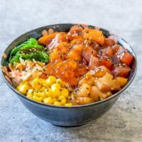 3 Kinds of Fish Poke Bowl · Create the poke bowl of your dreams with the fish, toppings, and sauces you want. Includes t...