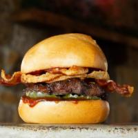 Bbq Bacon · crank the flavor-volume with Bacon…the undisputed legend–crispy onions, sliced bacon, BBQ sa...